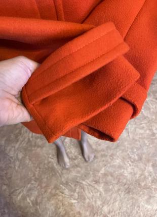 Демисезонная пальто морковного цвета7 фото