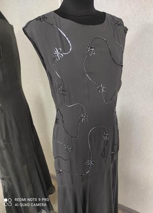Винтажное платье платье вечернее с шелком дизайнерское эксклюзив mariella burani с вышивкой пайетками2 фото