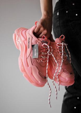 Молодіжні жіночі рожеві кросівки triple s clear sole 🆕 популярні кросівки6 фото