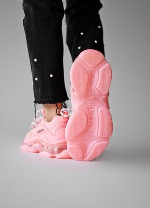 Молодежные женские розовые кроссовки triple s clear sole 🆕 популярные кроссовки7 фото