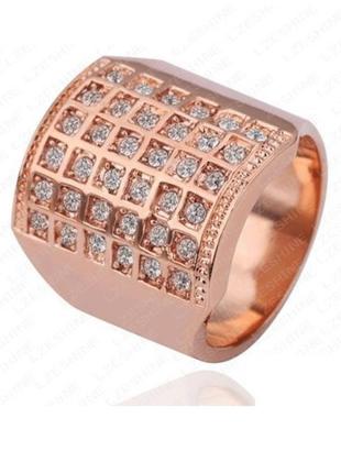 🏵️ювелирное массивное позолоченное кольцо в стразах, 18 р., новое! арт. 3640