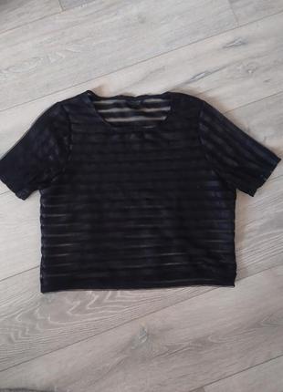 Прозорий укорочений топ в полоску