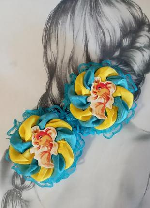 Патріотичні бантики,бантики з золотою рибкою