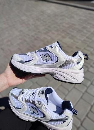 Стильные женские кроссовки баланс белые с серебром кожаные/кожа+сетка new balance осенние, веснушки, летние (на осень,весная, летом)5 фото