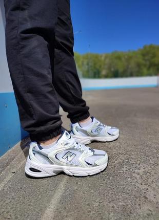 Стильные женские кроссовки баланс белые с серебром кожаные/кожа+сетка new balance осенние, веснушки, летние (на осень,весная, летом)6 фото