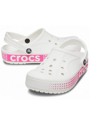 Crocs bayaband logo motion clog white женские кроксы сабо летние шлепанцы босоножки сандалии