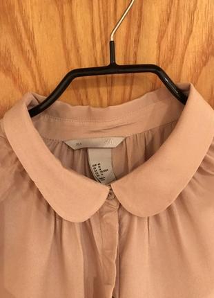 Блузка-сорочка шовкова 👚 пудрова h&m5 фото