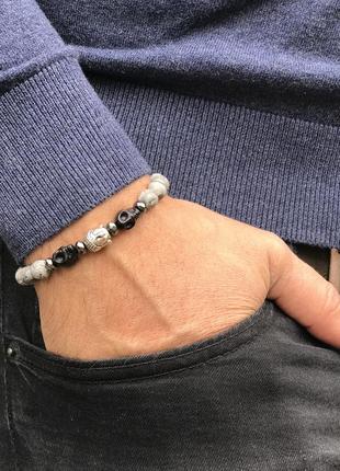 Браслет из серой яшмы