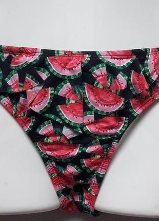 Суперові пляжні трусики низ від купальника з оборкою принт кавуни ocean club