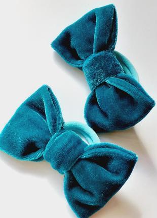 Прикраси для волосся - пара оксамитових бантиків на резинці