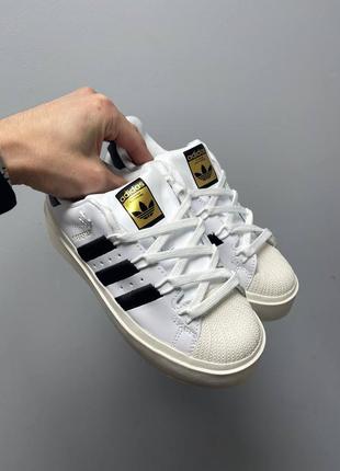 Женские кожаные кросчики adidas superstar bonega