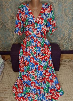 Красивое платье на пуговицах в цветы р.46/486 фото