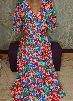 Красивое платье на пуговицах в цветы р.46/487 фото