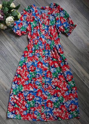 Красивое платье на пуговицах в цветы р.46/488 фото