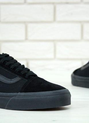 Замшевые, черные кеды vans old skool, натуральная замша, наложенный платеж