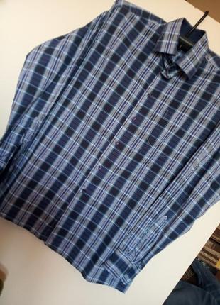 Рубашка мужская в клетку с длинным рукавом,легка, состав хлопка, б/у, незначительные пятна на манжете2 фото