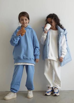 Детский костюм,размер:
98-104 110-116 122-128 134-140 146-152, цвет: лаванда, молоко, голубой4 фото