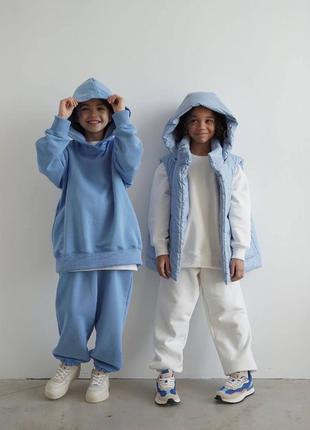 Детский костюм,размер: 98-104 110-116 122-128 134-140 146-152, цвет: лаванда, молоко, голубой4 фото