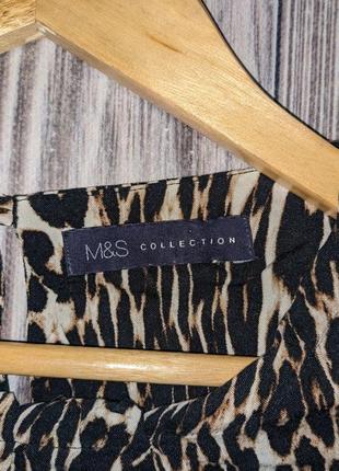 Леопардовая тонкая блуза из вискозы m&s collection #25785 фото