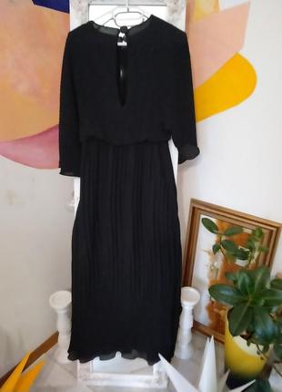Платье черное гофрое длинное брендовое нарядное zara8 фото