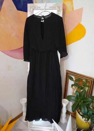 Платье черное гофрое длинное брендовое нарядное zara7 фото