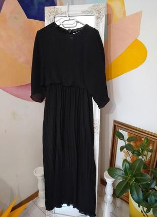 Платье черное гофрое длинное брендовое нарядное zara2 фото