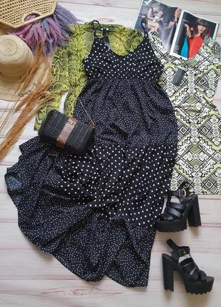 Летнее платье сарафан в пол в горошек4 фото