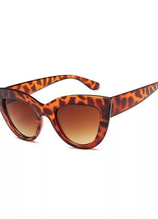 Жіночі сонцезахисні окуляри «котяче око» леопардові1 фото