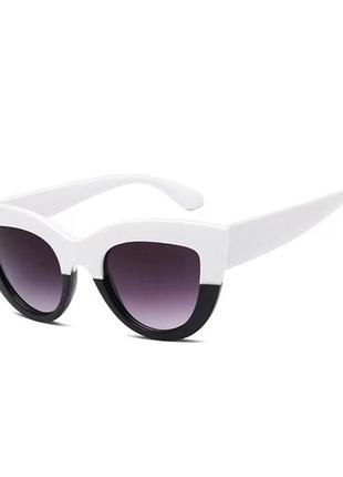 Женские солнцезащитные очки «кошачий глаз» черно-белые7 фото