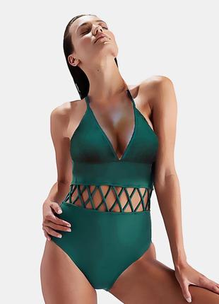 Сдельный купальник красивые цвета шнуровка #4019