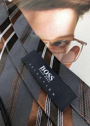 Шелковый полосатый галстук hugo boss в полоску классический шелк2 фото