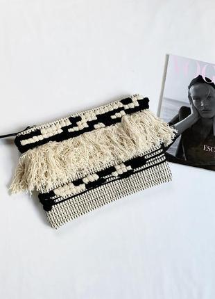 Клатч, сумка, сумочка, с кисточками, плетёная, h&m