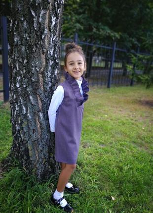 Школьное платье сарафан на 1 сентября в школу на девочку5 фото
