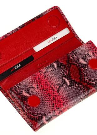Большой женский кошелек karya 1146-532 кожаный красный "под рептилию"4 фото