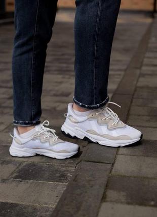 Спортивные, летние кроссовки adidas ozweego white5 фото