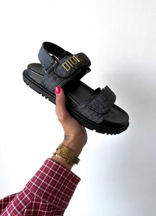 Летние сандалии в стиле dior slippers logo black