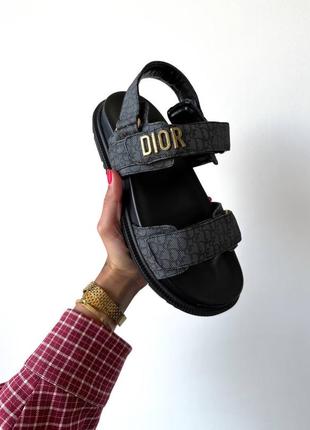 Летние сандалии в стиле dior slippers logo black3 фото