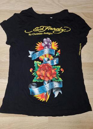 Футболка яркий рисунок от ed hardy