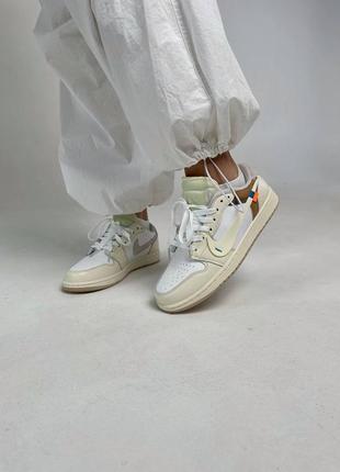 Кросівки nike jordan 1 low og custom light khaki white5 фото