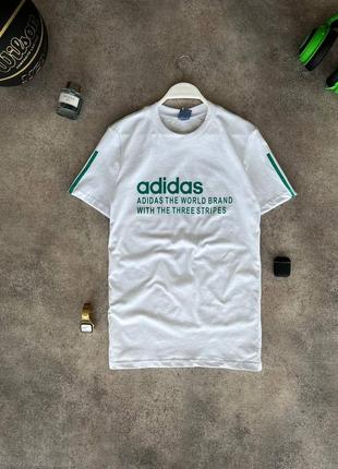 Мужская футболка adidas в бело-хаки цвете,стильная мужска футболка на каждый день