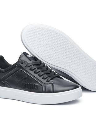 Мужские кожаные кроссовки puma черно-белые