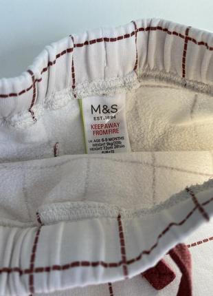 Теплые штанишки на флисе от m&amp;s на 6-9 месяцев. рост 68-74 см.3 фото