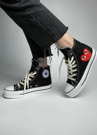 Жіночі кеди високі converse x comme des garcons play high top black конверс ран стар высокие кеды че4 фото