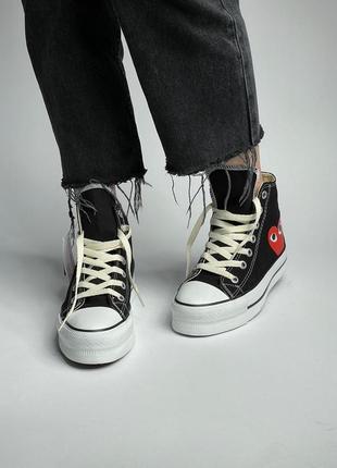 Жіночі кеди високі converse x comme des garcons play high top black конверс ран стар высокие кеды че6 фото