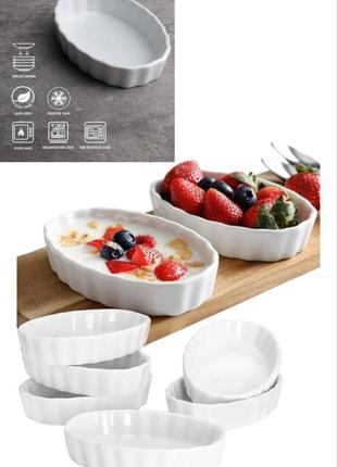 Набор керамических формочек 6 штук формы для выпечки для запекания тарелки керамические1 фото