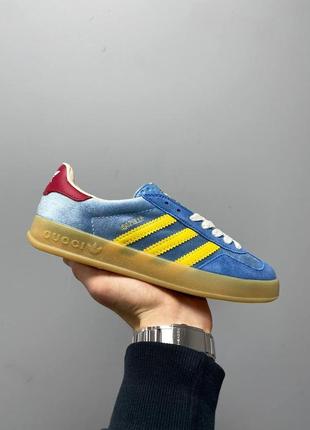 Женские кроссовки adidas x gucci gazelle blue 36-39-40