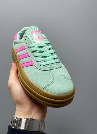 Женские кроссовки adidas gazelle bold mint pink 395 фото