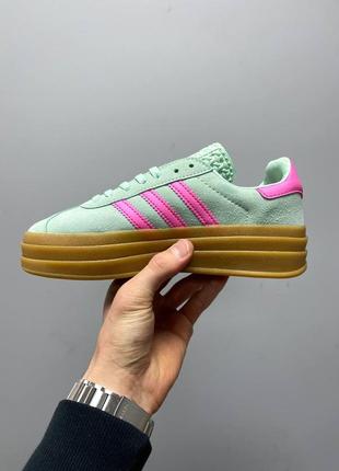 Женские кроссовки adidas gazelle bold mint pink 397 фото