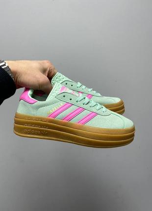 Женские кроссовки adidas gazelle bold mint pink 398 фото