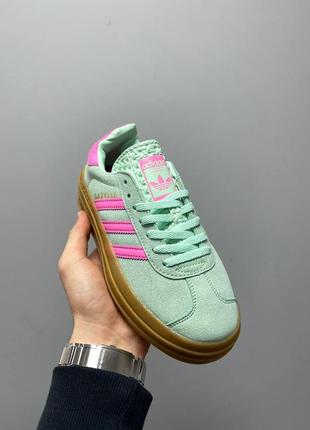 Женские кроссовки adidas gazelle bold mint pink 394 фото